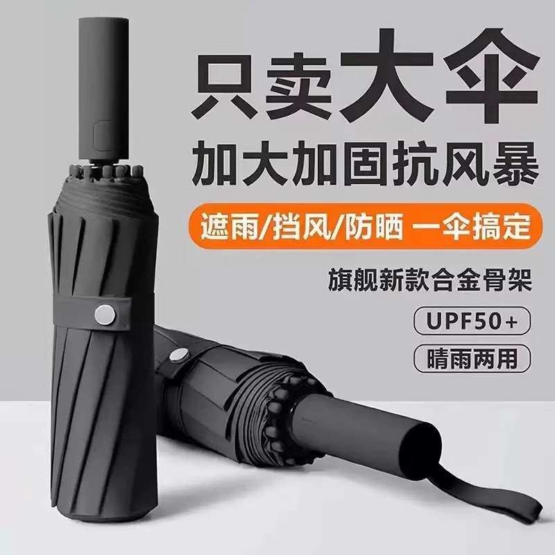 全自动雨伞抗风暴玻璃纤维加大加固晴雨两用遮阳伞防风超大太阳伞
