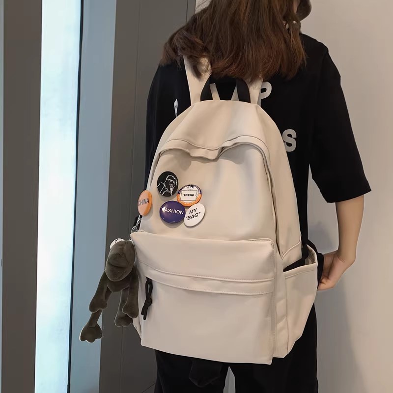 潮牌双肩包男士简约大容量旅行背包初中高中大学生书包防水电脑包